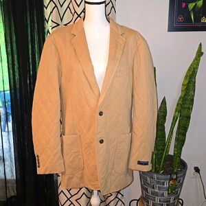 SADDLEBRED Sport Coat Mens 42L Tan Brown Quilted Blazer Jacket